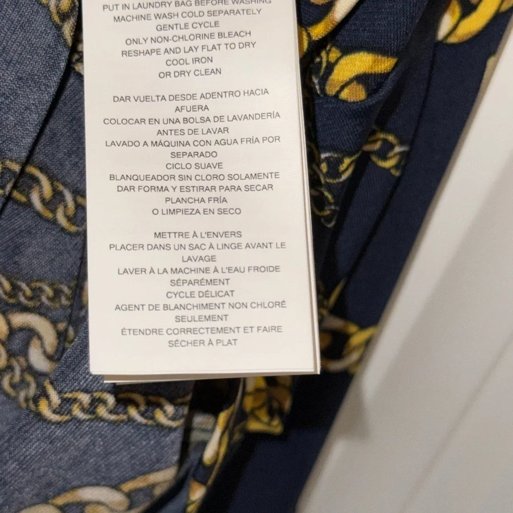 Michael Kors Black and Gold Chain Print Blouse New Plus 3x